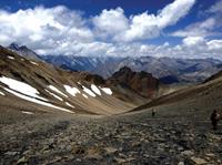Beautiful rocky landscapes while crossing Thorong La - Annapurna Ranges, Nepal